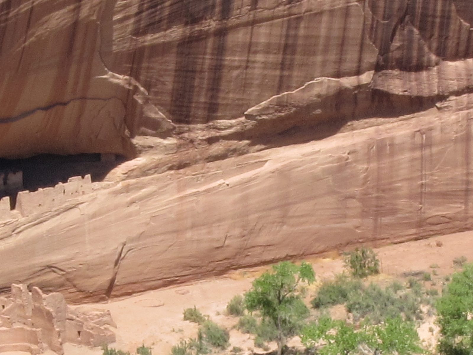 An attempt to get some of the "White House" dwellings near the floor of the canyon, from quite a...